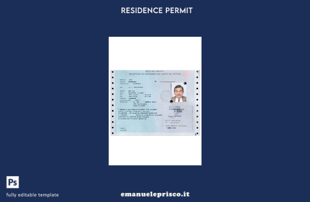 modello di permesso di soggiorno francese (carte de séjour) in stile verificato